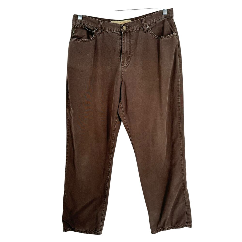 Cabelas Casuals Flannel Lined Outdoor Pant 14 Brown Work Pants Warm Cotton‎